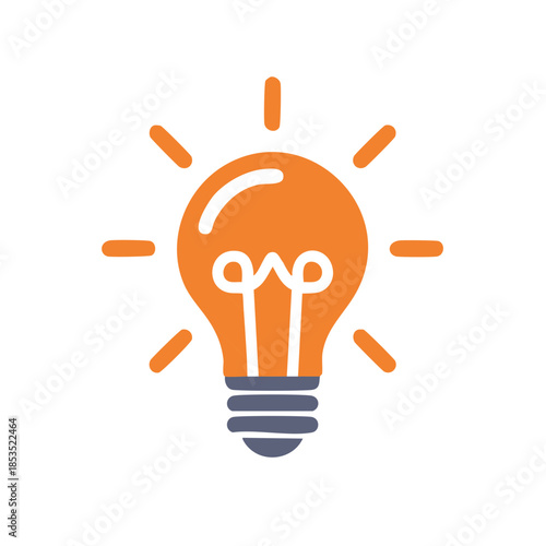 Bright Orange Light Bulb Icon Idea Generation Creative Solution