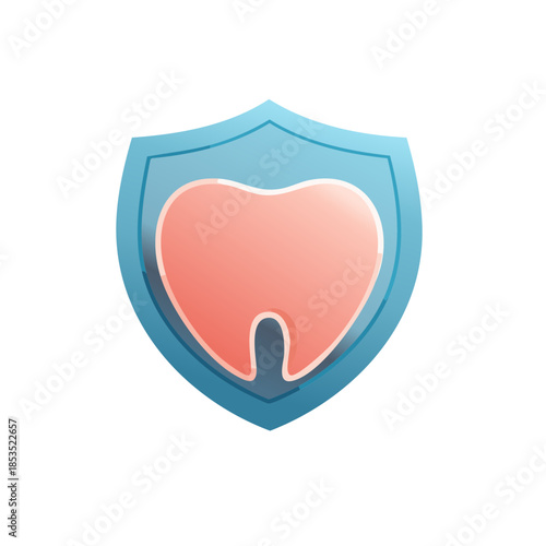 Tooth Protection Shield Icon Represents Dental Health and Safety Vector Graphic