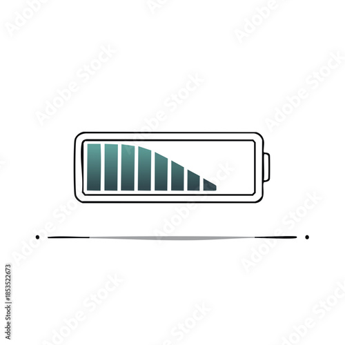 Battery charging indicator hand drawn style showing charging state with progress bar