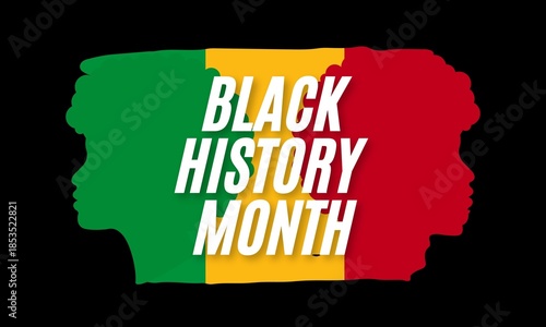 Black History Month background with afro women silhouette. African American History Month 