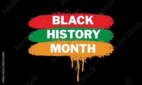 Black History Month text with brush strokes. African American History Month 