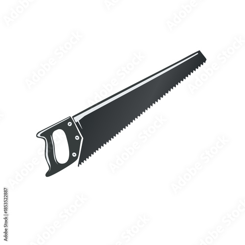 Hand Saw Illustration Black and White for Woodworking Carpentry Projects