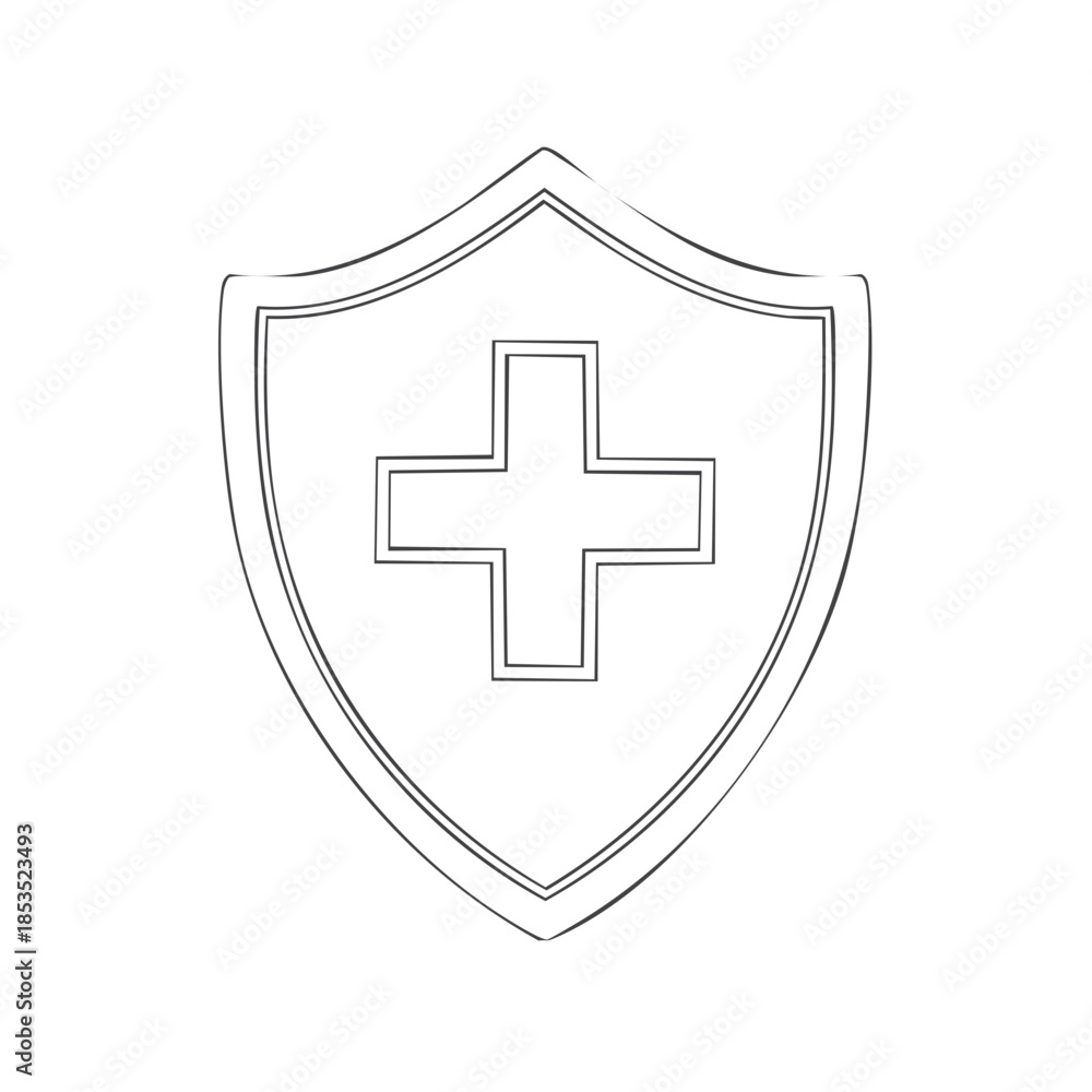 Obraz premium Health Shield Illustration Protection Medical Healthcare Icon Outline Medical Symbol Care