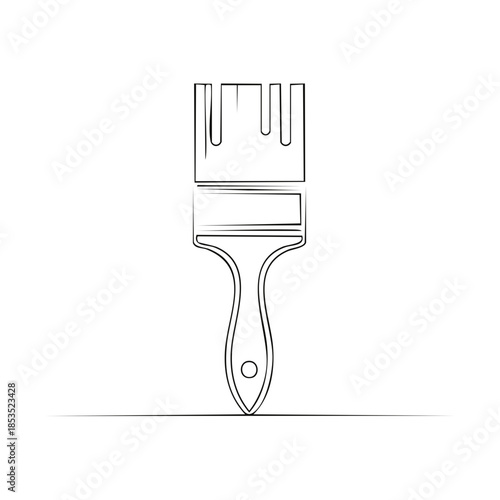 Simple Paintbrush Outline Drawing with Dripping Paint for Artistic Expression and Craft Projects Design element for illustrations