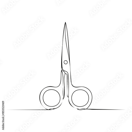 One Line Art of Closed Scissors Instrument for Manicure Beauty Care