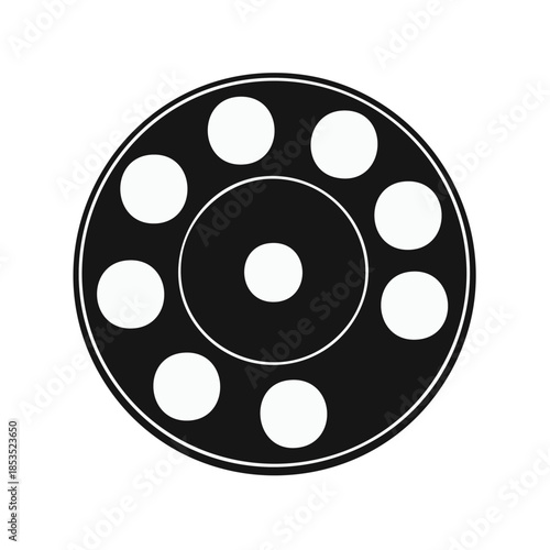 Retro Telephone Dial Icon in Black and White Round rotary dialer with Number Buttons classic style technology device