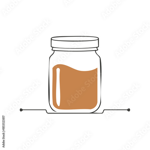 Glass Jar with Brown Contents Vector Icon. Isolated Illustration of Food Preserves.