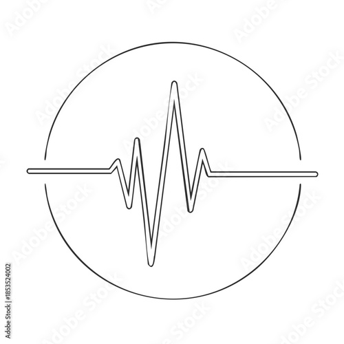 Heartbeat Line in Circle Icon Illustration Health and Medical Sign Simple Vector Drawing