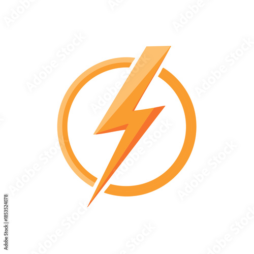 Stylized orange lightning bolt icon inside circle vector graphic