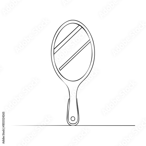 Elegant Hand Mirror Line Art Reflection Minimalist Design Interior Decor Vanity Object