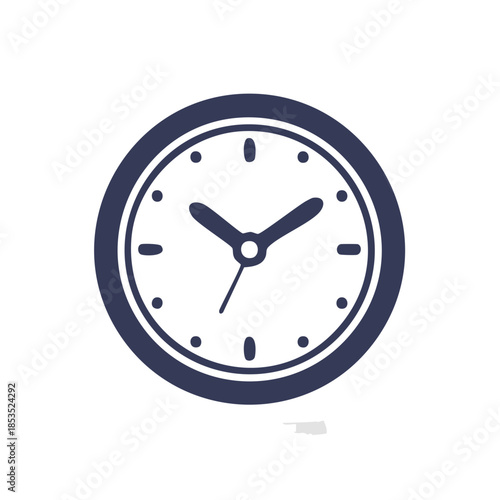 Simple Blue Wall Clock Vector Icon Graphic Representation Isolated on White Background