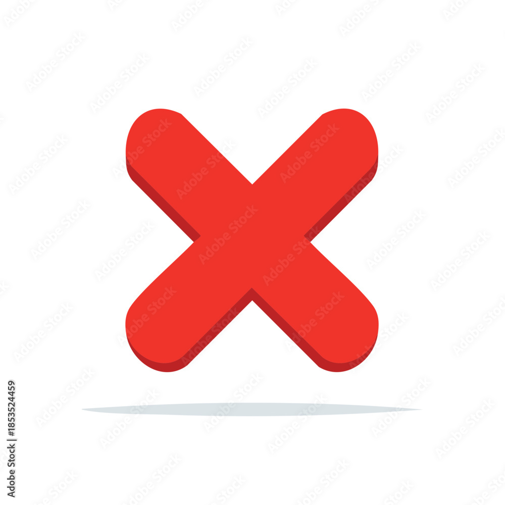 Fototapeta premium Red Cross Icon Error Stop or Wrong Symbol Cancel Close Reject Mark Sign