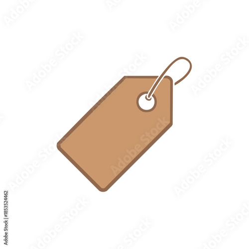 Brown Price Tag Isolated with String Loop for Hanging product marketing merchandise or sale shopping