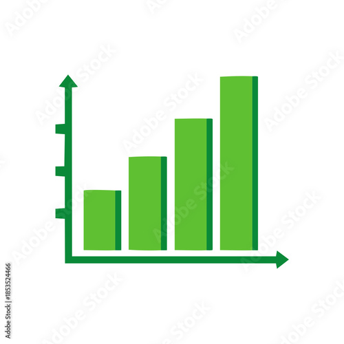 Growing Green Bar Chart Graphic Upward Trend Vector Illustration Icon