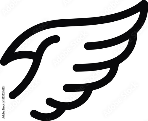 Minimalist Black Wing Icon Vector Graphic Symbol for Freedom and Speed Logo Design