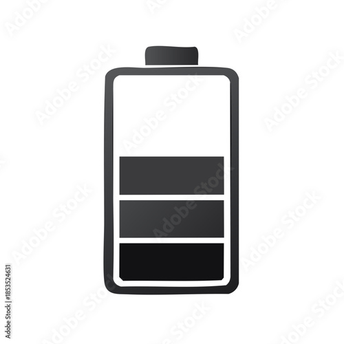 Battery life indicator with charge level visible in a simple design graphic style