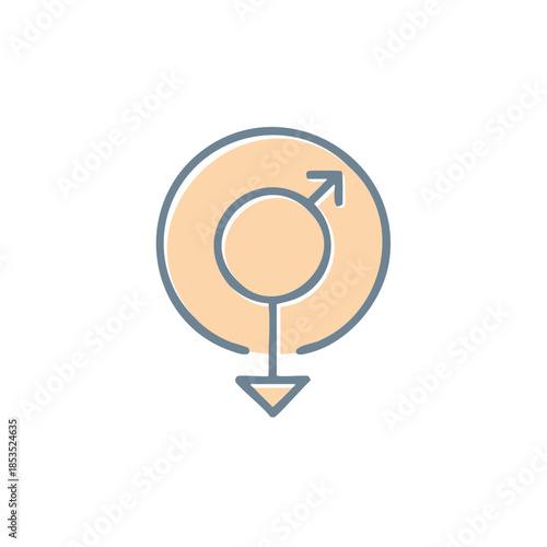 Gender fluidity symbol. Genderqueer identity icon with male and female sign inside circle