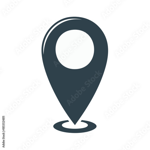 Dark Blue Map Pointer Icon Showing Location or Destination on White Background Navigation and Location