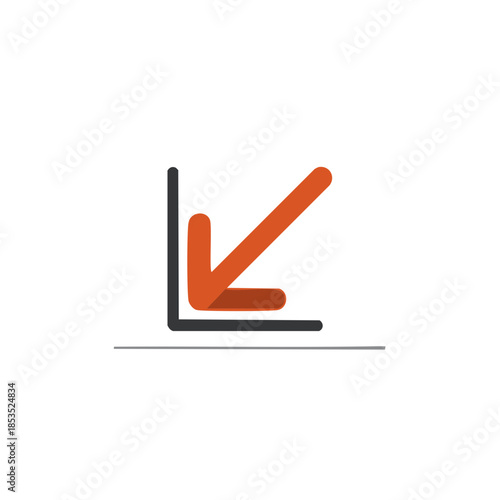 Downward Trend Illustration with an Orange Arrow and Axes, Emphasizing Declining Progress or Economic Downturn in a Simplified Style