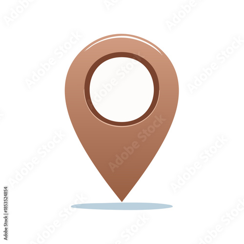 Brown Location Pin Pointing on White Background