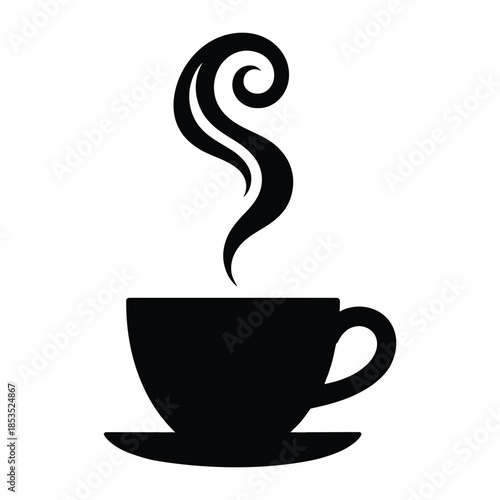 Cortado with steam swirl Vector, Silhouette, Illustration