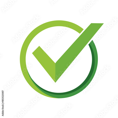 Green Check Mark Confirmation Symbol in Circle for Approval Validation and Task Completion graphic isolated illustration