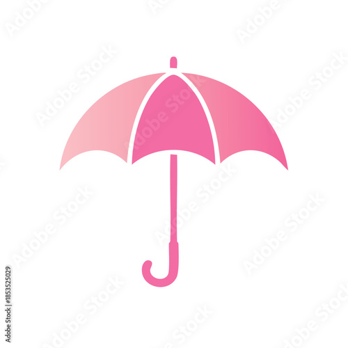 Illustration of a pretty pink umbrella for protection from rain or sunshine vector drawing isolated on white