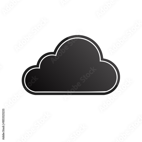 Dark Gray Cloud Vector Icon with White Outline Weather Element Design