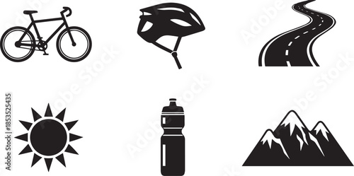 Cycling and outdoors black and white bicycle road