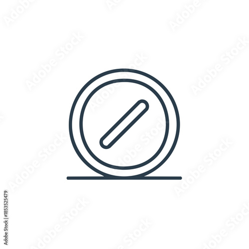 Simple compass outline icon. Navigational tool with a magnetic needle within a round frame, direction finding device vector.