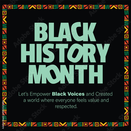Black History Month Design Vector Template for social media or banner print.