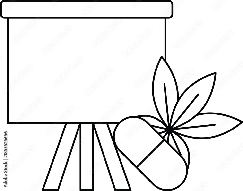 Fototapeta premium A white background with a black and white drawing of a medicine bottle