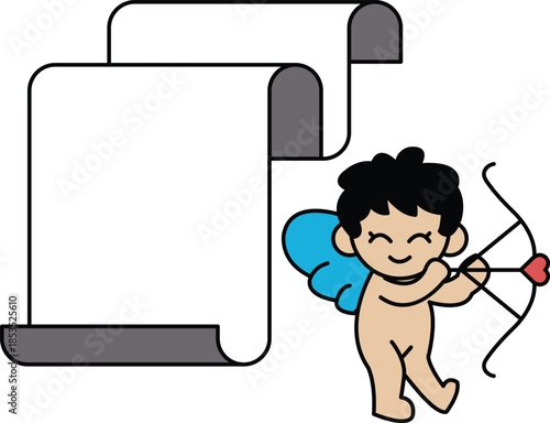 A young boy is holding a bow and arrow