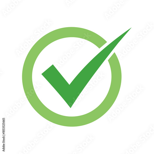 Bright green checkmark inside a circle indicating verification confirmation or a completed task symbol