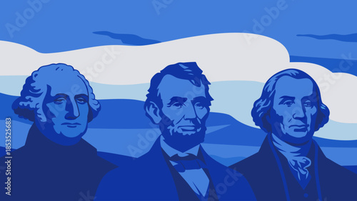 Presidents washington, lincoln, and jefferson illustration Vector