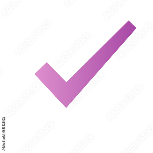 Checkmark icon in pink gradient shows completion and task successfully done on a clean white background.