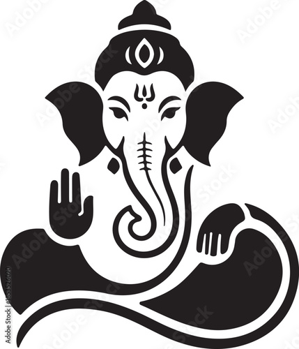 Lord Ganesha Vector Illustration Hindu God Ganpati Silhouette Logo for Spiritual Design