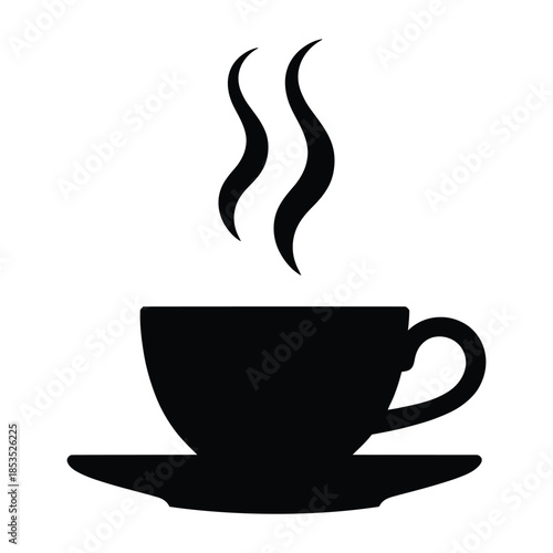 Cortado on saucer Vector, Silhouette, Illustration