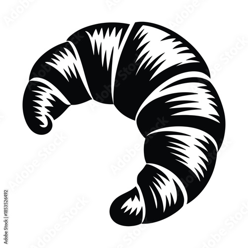 Croissant with bite taken Vector, Silhouette, Illustration