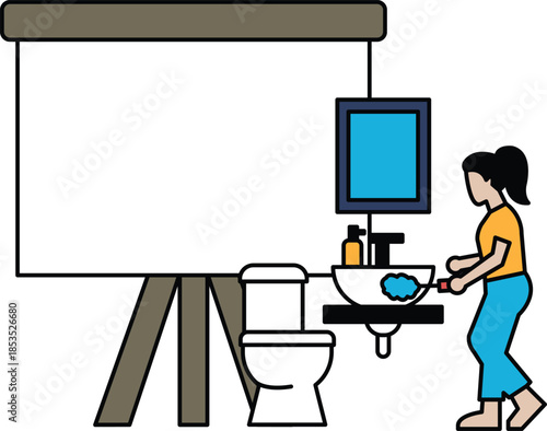 A woman is washing her hands in a sink