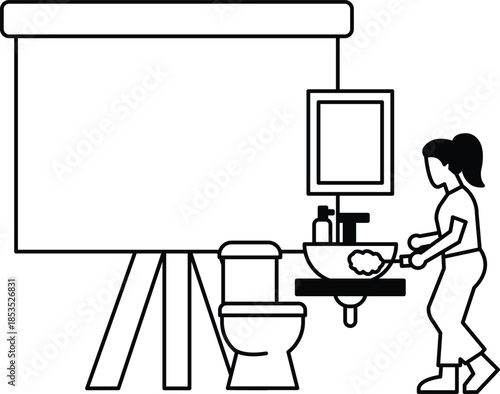 A woman is washing her hands in a sink