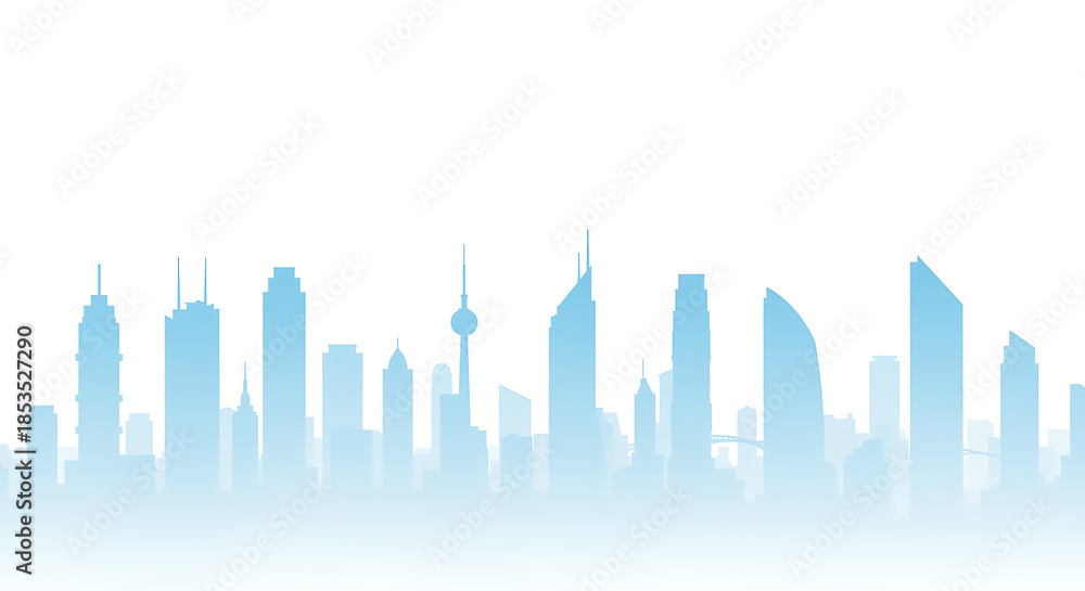 Obraz premium City skyline silhouette against white background