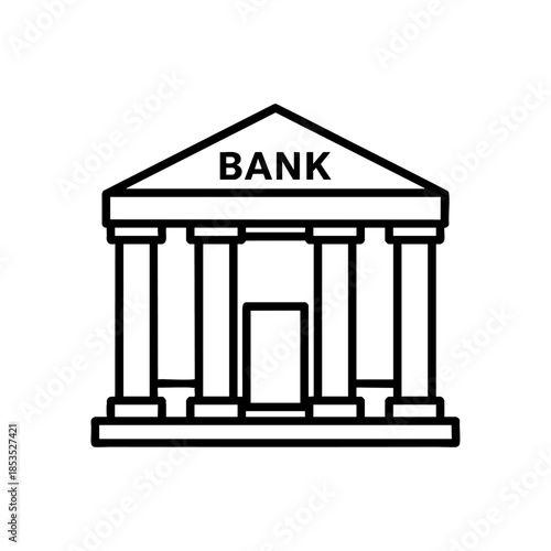 Modern bank building with columns and triangular roof