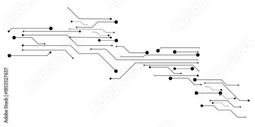 Abstract futuristic circuit board Illustration, Circuit board with various technology elements.