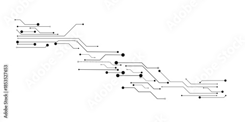 Abstract futuristic circuit board Illustration, Circuit board with various technology elements.