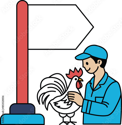 A man is holding a rooster