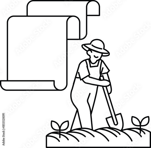 A man is digging a hole in the dirt