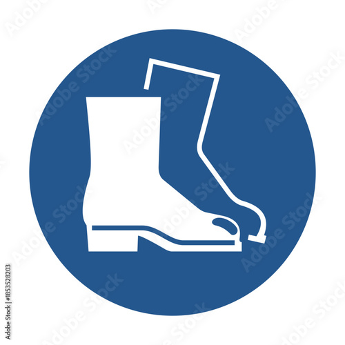 ISO 7010 M008 Safety Footwear Icon. Mandatory Sign Wear Safety Boots. Protective Footwear Must Be Worn Symbol. Industrial Safety Footwear Requirement Sign. 