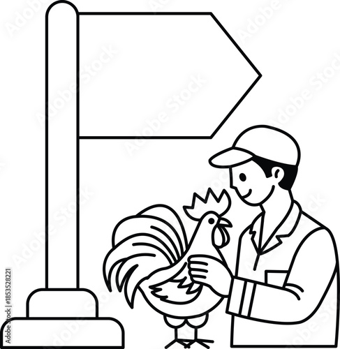 A man is holding a rooster