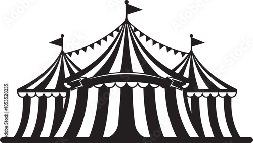 Circus tent silhouette vector black on a white background